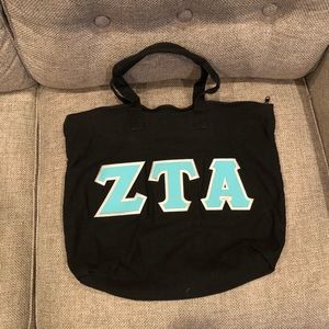 COPY - Black zeta tau alpha reusable tote with zipper